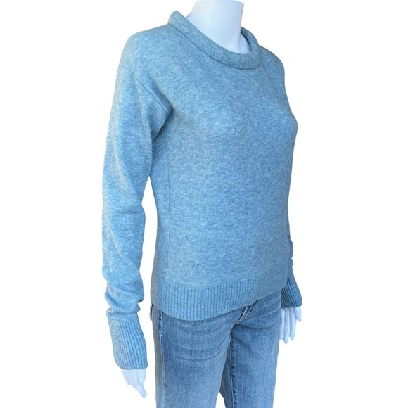 Helmut Lang Sweater Womens sz S Padded Neck Pullover Wool Blend Light Blue $345 - Picture 3 of 12
